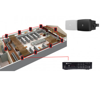 Акустическая система для магазина 10 настенных колонки AUDAC WX302
